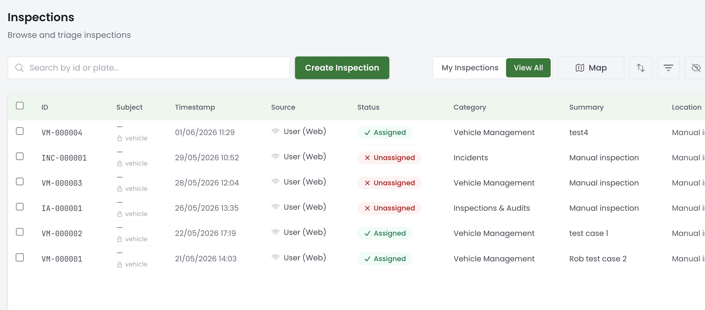 Inspections List